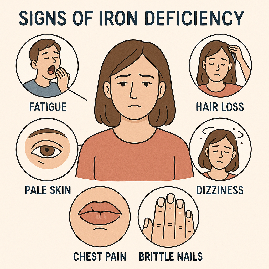 Geležies trūkumo simptomai