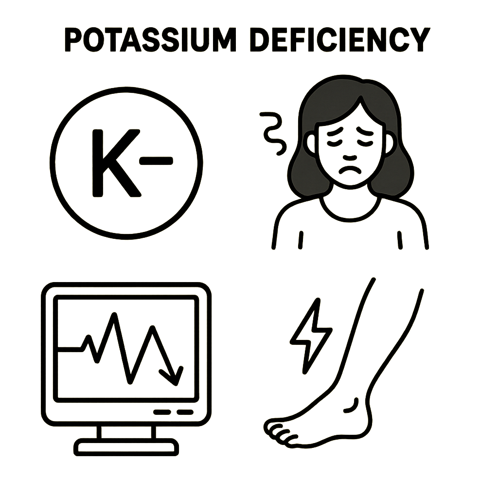 Kalio trūkumas: simptomai